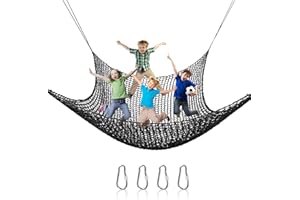 HUATOL Climbing Cargo Net,9.8 X 6.6 FT Double Layers Playground Safety Net, Kids Garden Playground Protection Net Indoor & Outdoor Decor Rope Net, Kids Backyard Climbing Net with Storage Bag and Carabiners