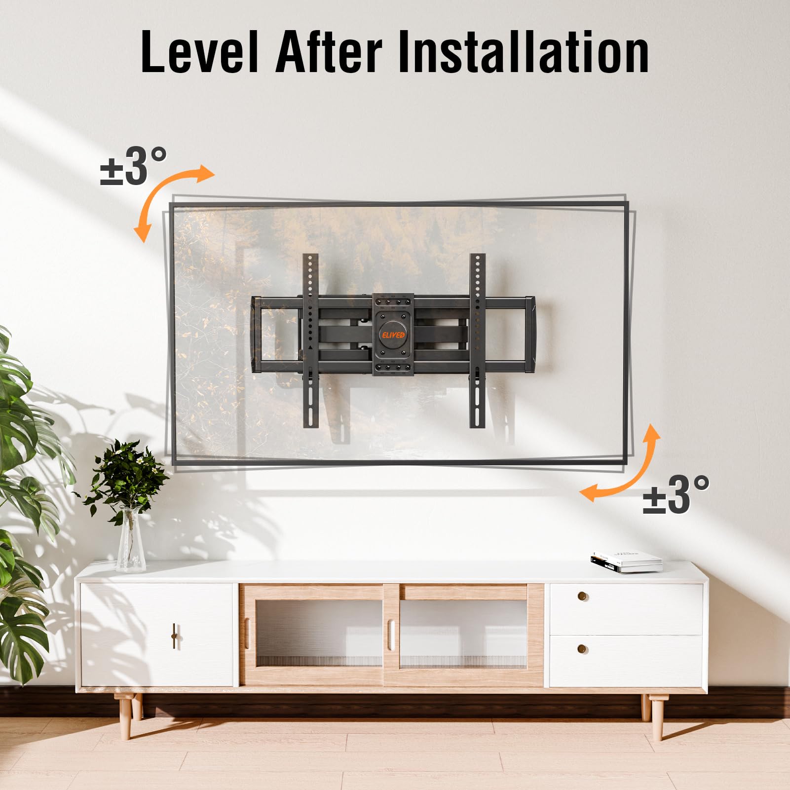 ELIVED TV Wall Mount for Most 37-82 inch tvs, Full Motion TV Mount Swivel and Tilt, Wall Mount Bracket Max VESA 600x400mm, Holds up to 132 lbs, Fits 8” 12” 16