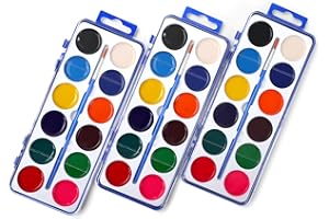 FUMILE 3 Pack Watercolor Paint Set for Kids, 12 Colors Watercolors Paints with Paint Brush, Kids Watercolor Paint Set for Party Favor, Classroom.
