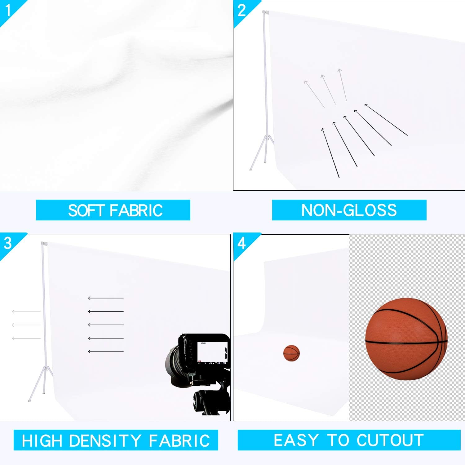 Amazon Com Issuntex 5x6 5 Ft White Background Backdrop Photo Studio Collapsible High Density Screen For Video Photography And Television Camera Photo