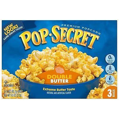 Pop Secret Popcorn, Double Butter, 3-Count Box (9.6 oz)