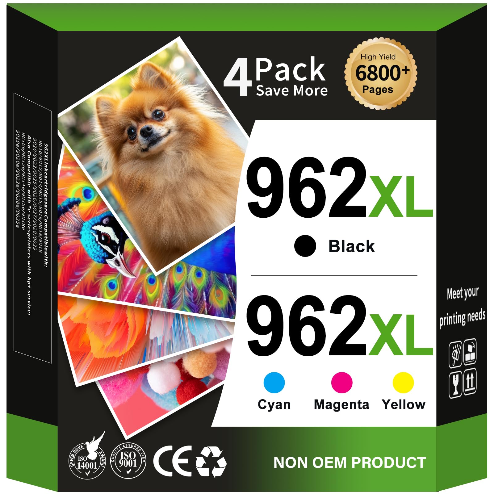 Photo 1 of EaseFusion 962XL Ink Cartridges Combo Pack Replacement for HP 962XL HP 962 Ink Cartridges Work for HP Officejet Pro 9015e 9010 9025e 9010e 9012 9015 9018 9020 Printers for HP 962 (4 Pack)