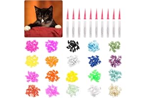DSSY 400 Pieces Cat Nail Caps, Soft Pet Cat Claw Caps 20 Color Cat Claw Nail Cover with Adhesive Glue for Pet Cats,Medium Siz