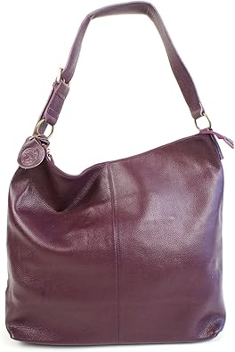 Amazon 本革バッグ バック レザーバッグ レディース ショルダーバッグ 斜めがけ 一泊旅行 マザーズバッグ ショルダーバック 斜め掛け ママ バッグ 大容量 大きい 海外旅行 女性 ドミニク パープル 斜めかけバッグ