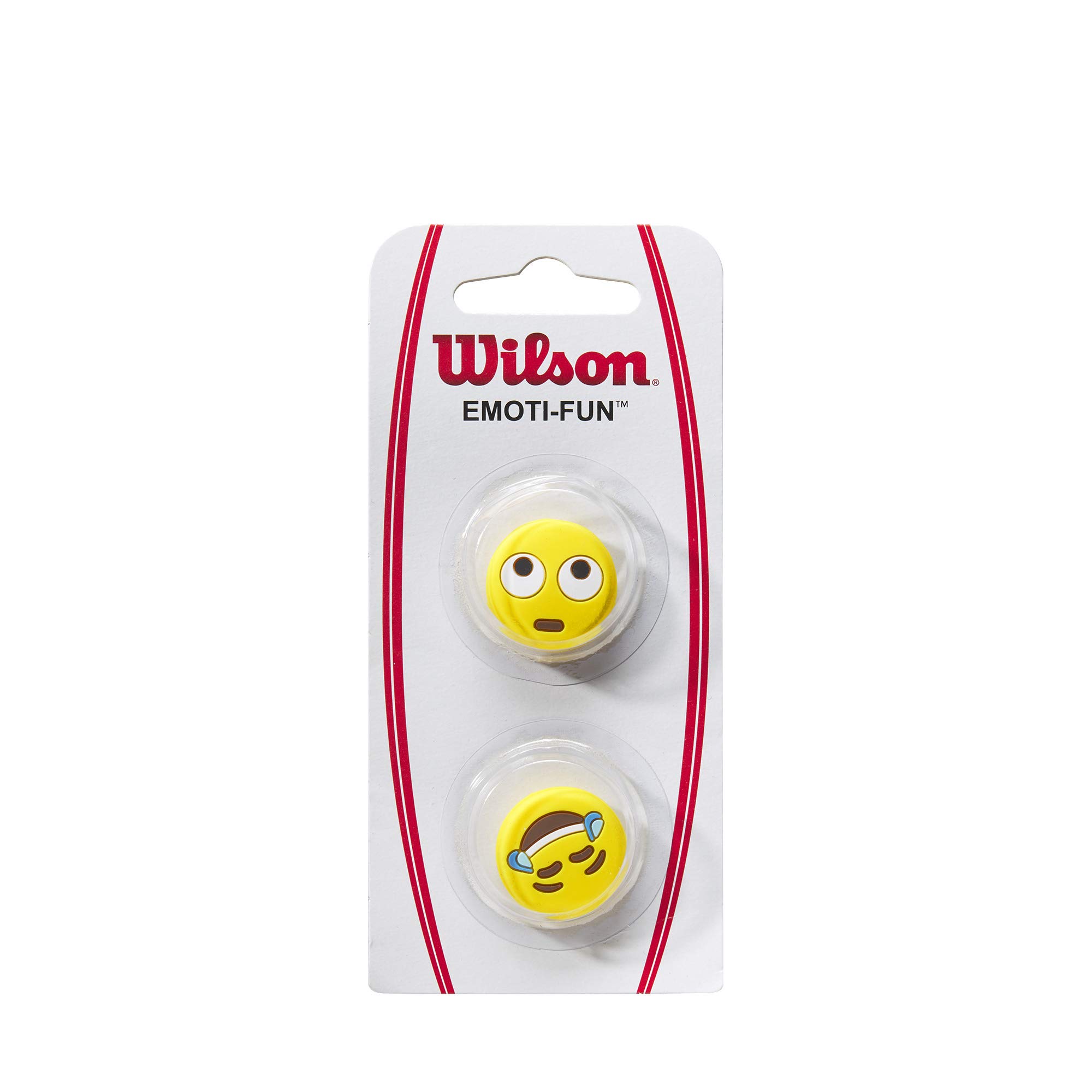 Wilson Tennis Vibration Dampener, Emoji Motifs Face with Rolling Eyes and Face with Tears of Joy, Rubber, Yellow, 2 pcs.