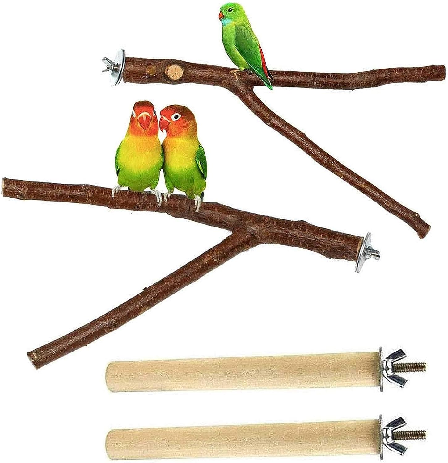 PINVNBY 4Pack Bird Perches Parrot Natural Peach Wood Fork Parakeet Birdcage Paw Climbing Stands Perch Cage Toy Accessories for Conures, Lovebirds, Budgies, Cockatiels and Finches : Pet Supplies