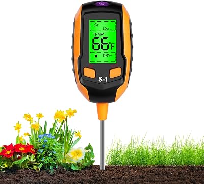 Flintronic 4-in-1 Soil Tester pH Moisture Temperature Light LCD Indoor Outdoor