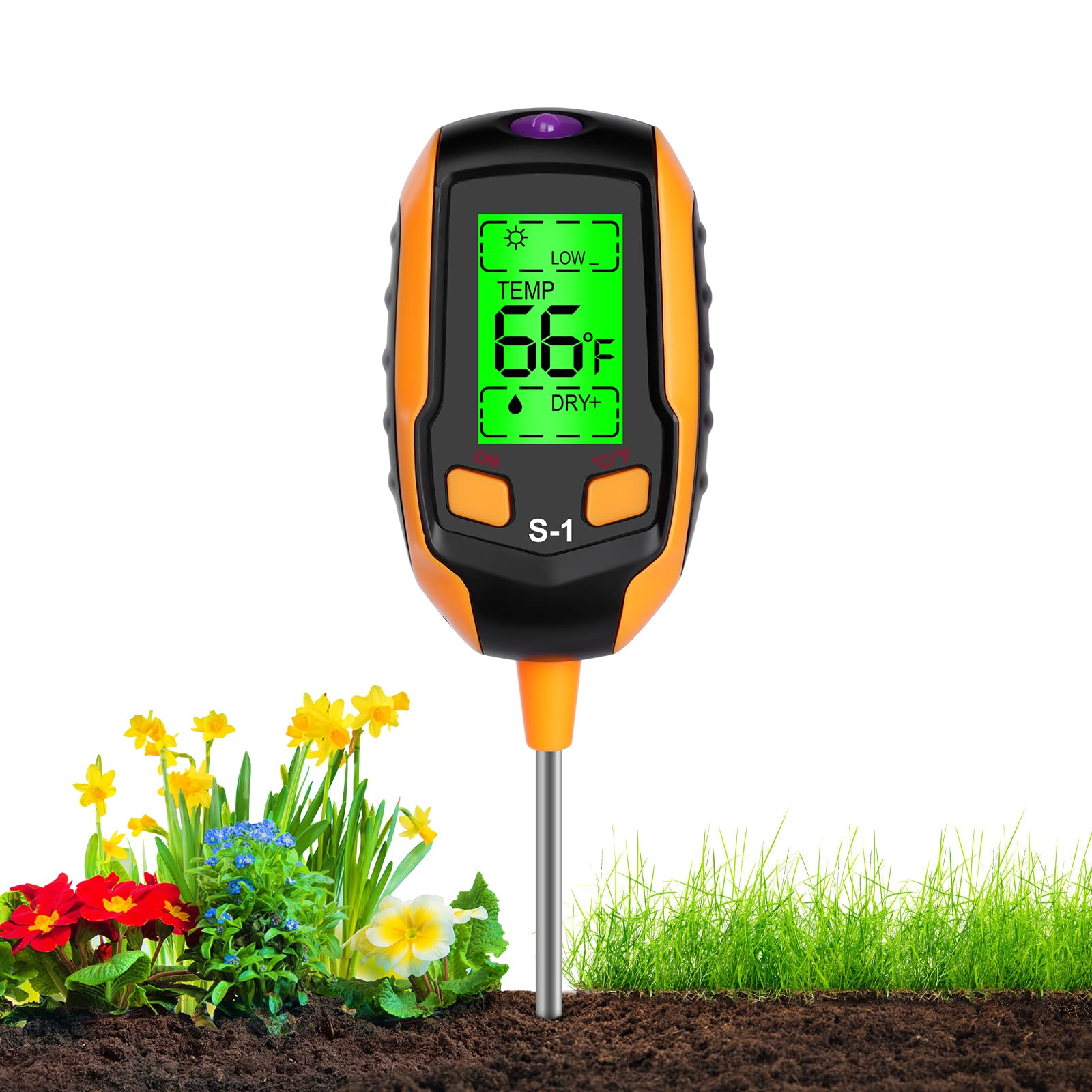 flintronic 4-in-1 Soil Tester Accurate Soil Tester with pH, Soil Moisture, Light and Soil Temperature Meter Small and Lightweight for Indoor and Outdoor Vegetable Garden Lawns.