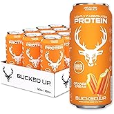 Bucked Up Lightly Carbonated Protein Soda | 25g Whey Isolate - Zero Sugar, Low Calorie, Caffeine Free, Clean Drink | Sparkling Protein Soda - 12 Pack, 16 oz Cans (Orange Cream)