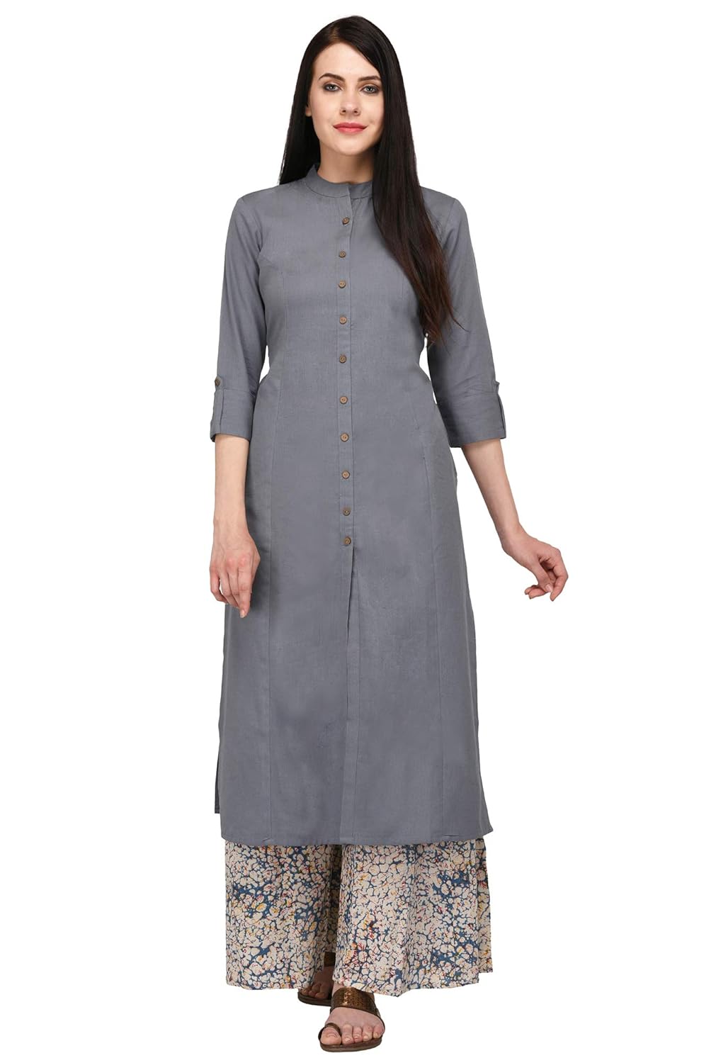 pistaa's women's cotton solid kurta with palazzo bottom set