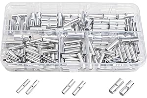 Non Insulated Butt Connectors, Electro For Tin Plated Copper Crimp Splice Terminals, Open Wire Joiners for Auto Marine DIY, 2