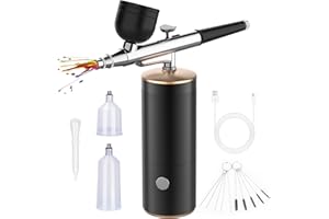 Uthlusty Cordless Airbrush Kit, Airbrush Kit with 0.3mm Tip, Handheld Rechargeable Air Brush with Compressor for Makeup, Nailart, Painting, Cake, Cookie, Model
