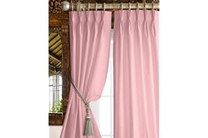 Homi Drapes Triple Pinch Pleated Blackout Curtains Thermal Insulated Room Darkening Drapes for Bedroom/Livingroom Along with 2 Panels Combined W(36"+36"),Tiebacks,Hooks (Baby Pink, 72"x95")
