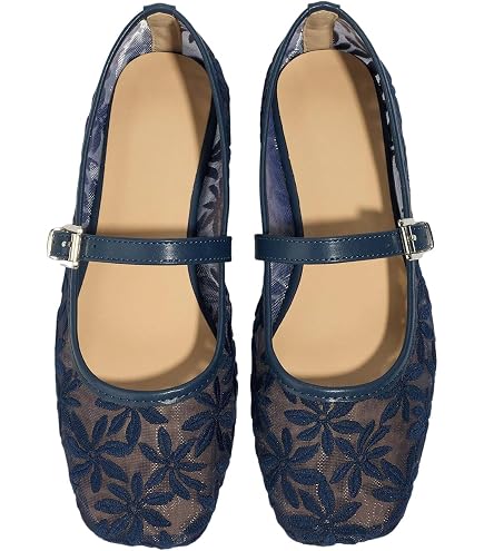 Amazon.com | Lhamo Latso Blue Flats for Women Ballerina Closed