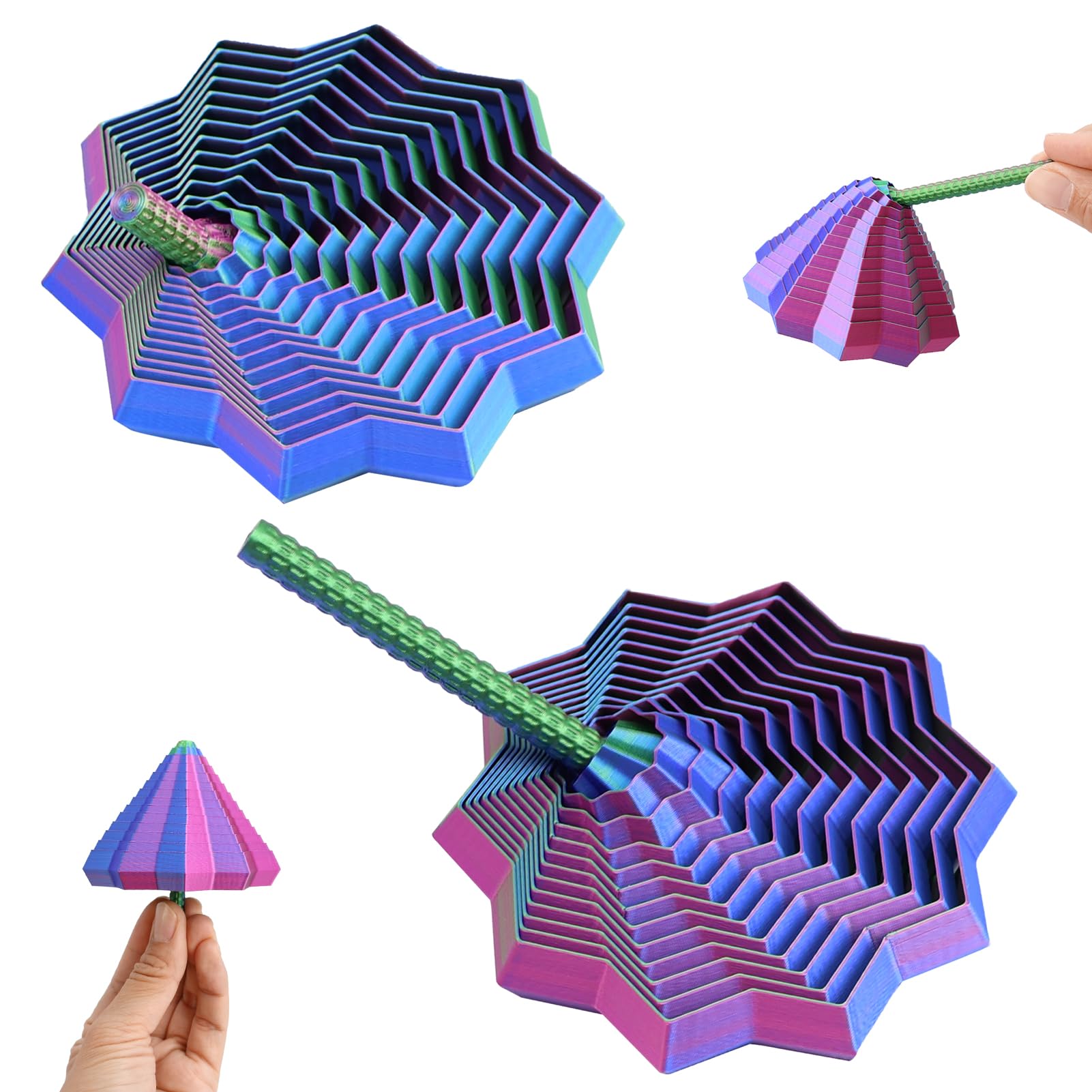 3D Printed Fidget Toy Dual Motion Fidget Star, 2Pcs Stress Relief Toy for Adults, Focus Improvement Toy, Portable Stress Relief, Compact Portable Fidget Toy for Focus, Relaxation, and Anxiety Relief