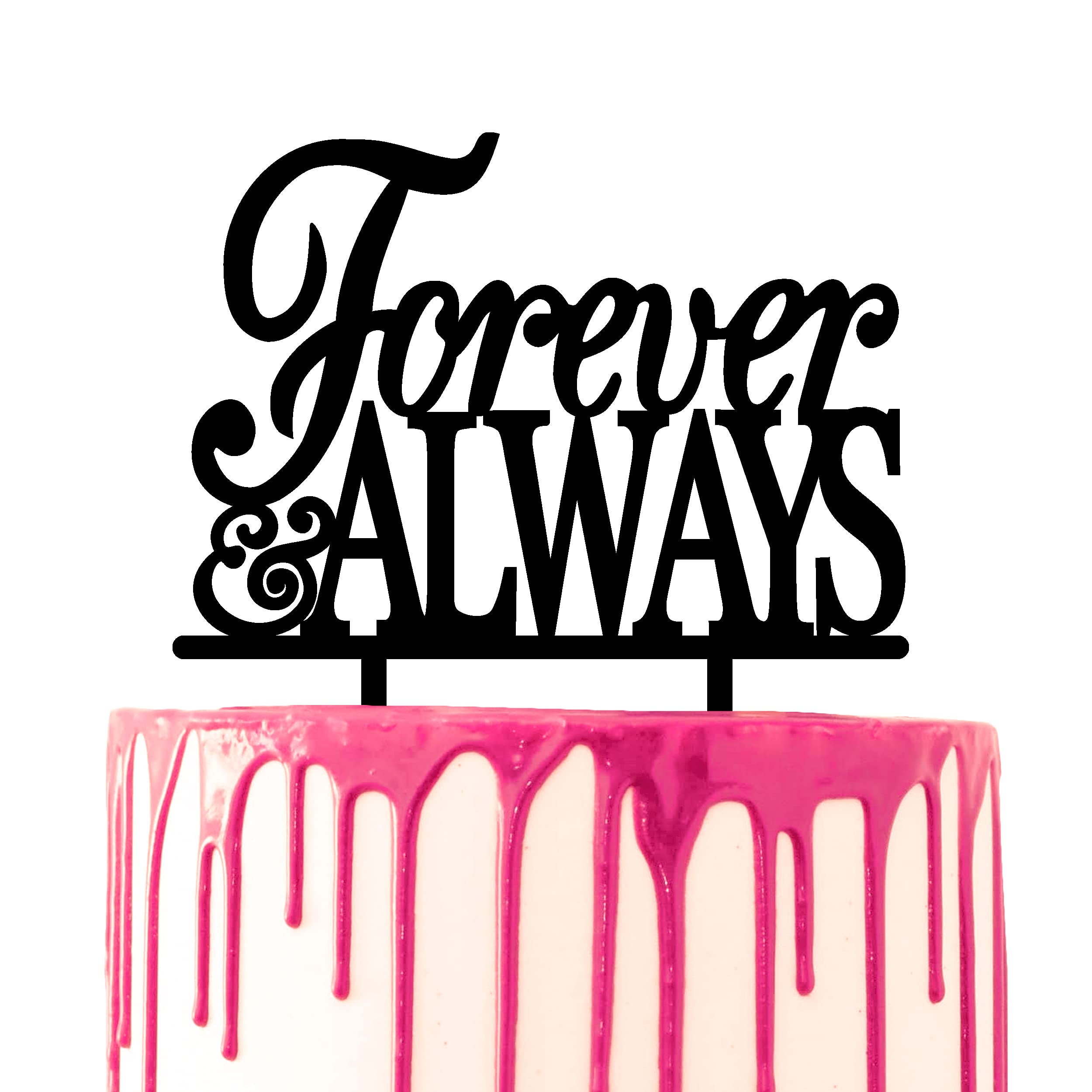 CARISPIBET Cake topper decoration written script "Forever & Always" Acrylic cake decorative wedding cake topper cake decoration