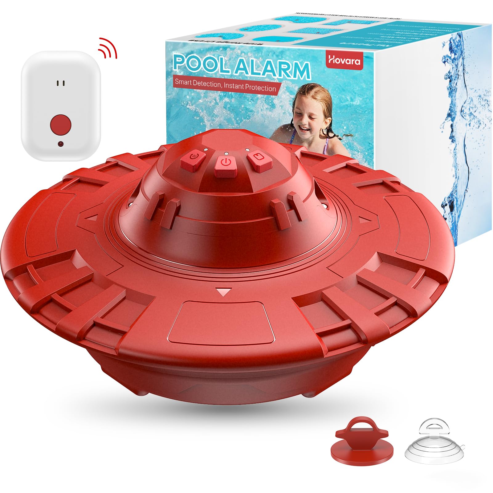 Photo 1 of Pool Alarm, Floating Pool Safety Alarms for Inground & Above Ground Pools – Loud 110dB Alert, Adjustable Sensitivity, Protection for Kids & Pets (Hot Red)
