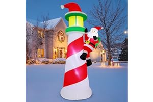 COMIN 10.1 FT Christmas Decorations Outdoor Inflatables Santa Claus Climb The Lighthouse Blowups with Built-in LEDs for Yard Party Lawn Decor