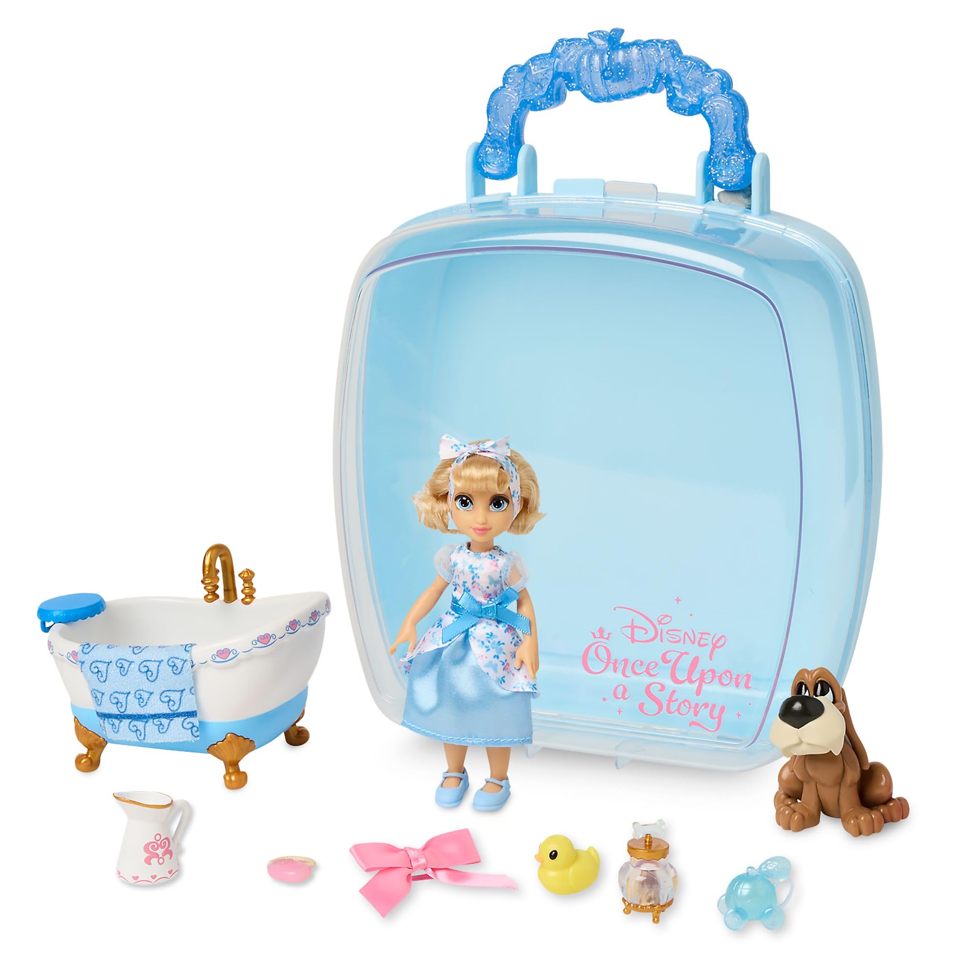 Disney Store Official Disney's Once Upon a Story Cinderella Mini Doll Playset, 10 Pc., Toy Figure Set with Accessories, Including Dog Bruno and Bathtub - Suitable for Ages 3+ — image 1