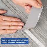 Zayejod 2M Self Adhesive PVC Floor Transition Strip Light Grey Wood Grain view 5