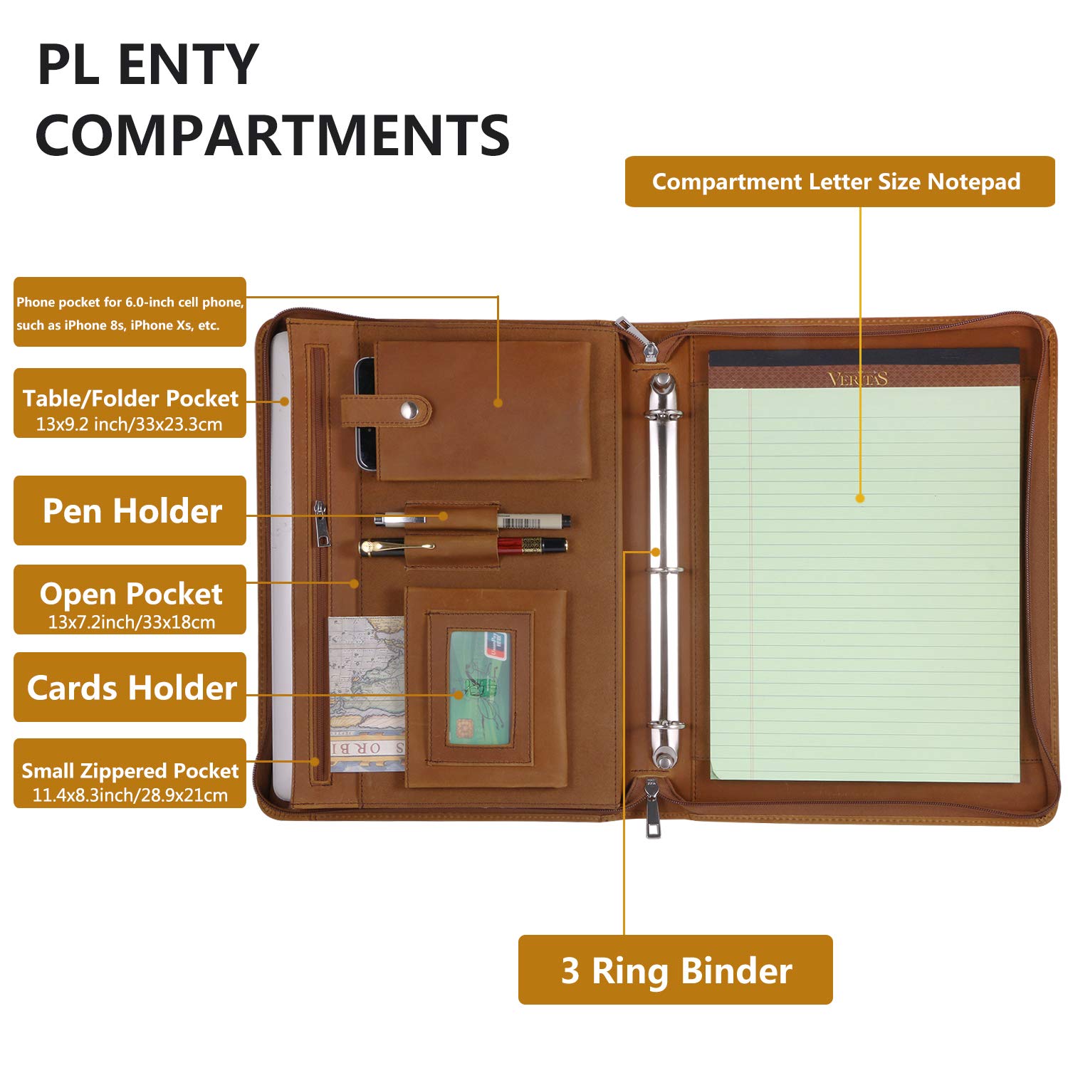 Mua Professional Leather Business Padfolio Portfolio Case, 3 Ring ...