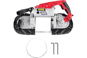 VEVOR Portable Band Saw, 5Inch Cutting Capacity Corded BandSaw, Variable Speed Hand held Band Saw,10Amp Motor Portable Bandsaw, Deep Cut Bandsaw for Metal Wood Tubing Pipes Rebar and Plastic