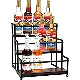 STAEVER Coffee Syrup Rack - 3-Tier 12 Syrup Bottles Holder - Liquor Bottle Display Shelf - Kitchen Cabinet Organizer for Jars, Condiments - Wooden Countertop Organizer for Seasonings, Tea, or Coffee