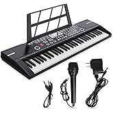 61 keys keyboard piano, Electronic Digital Piano with Built-In Speaker Microphone, Sheet Stand and Power Supply, Portable piano Keyboard Gift Teaching for Beginners