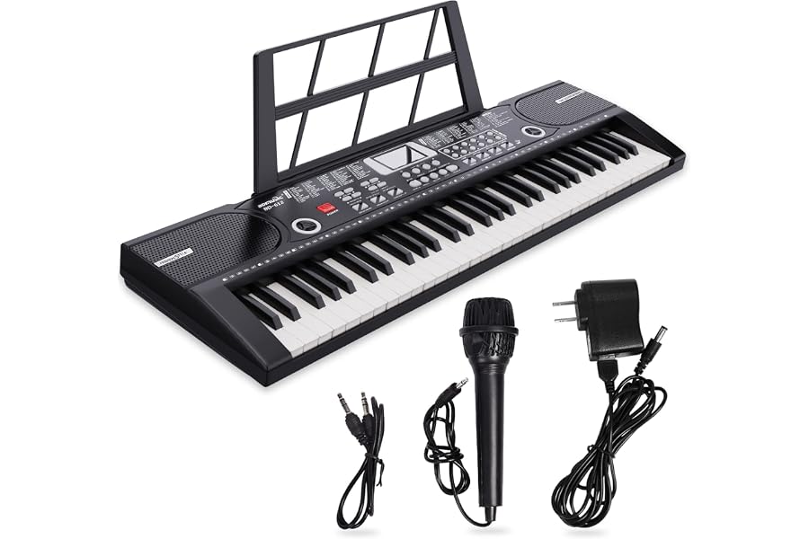 61 keys keyboard piano, Electronic Digital Piano with Built-In Speaker Microphone, Sheet Stand and Power Supply, Portable piano Keyboard Gift Teaching for Beginners