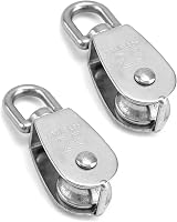 QWORK 2PCS M25 Single Pulley Block 304 Stainless Steel 11mm Wire 360 Swivel view 6
