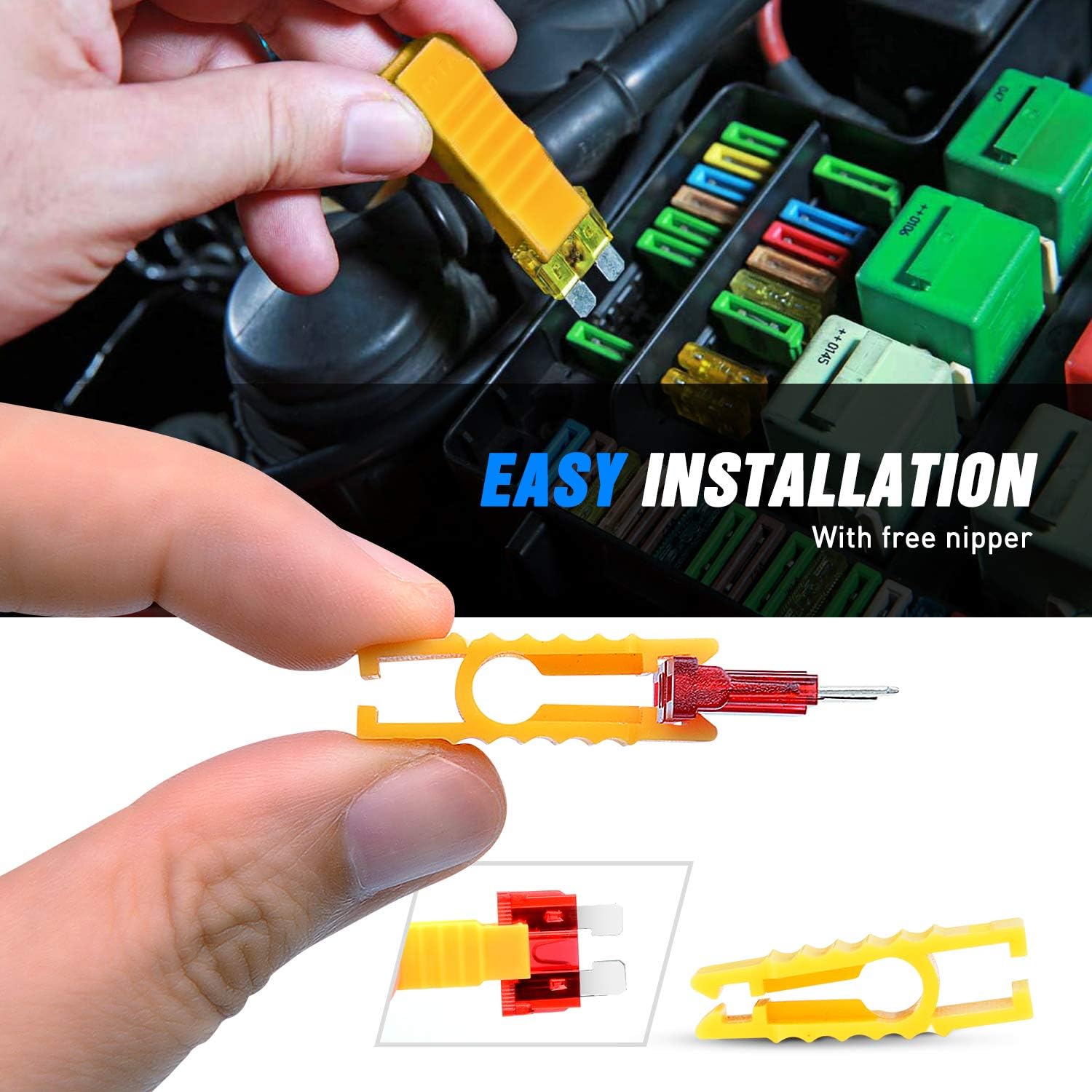 Nilight - 50029R 120 Pcs Standard Blade Fuse 5A/7.5A/10A/15A/20A/25A/30A AMP Assorted Set with 10 Pack 14AWG ATC/ATO Inline Fuse Holder, 2 Years Warranty: Automotive
