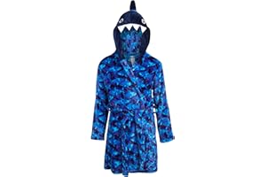 ONLY BOYS Bathrobe - Plush Fleece Bathrobe: Crocodiles, Sharks, Dinosaurs, Ninjas (6-14)