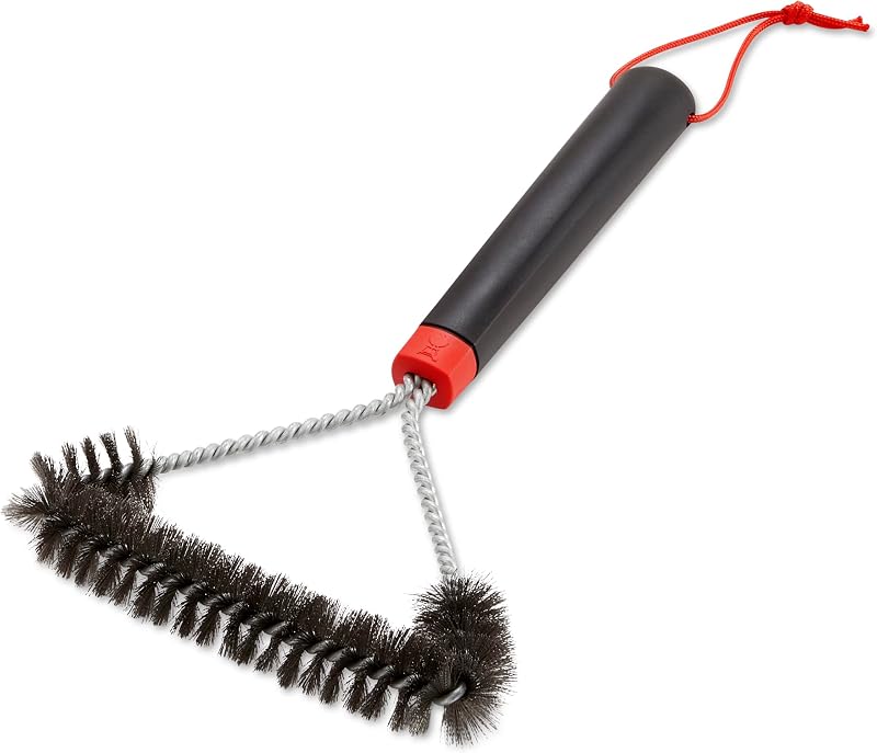 Weber Three-Sided Barbecue Brush 30 cm Stainless Bristles Non-Slip Handle