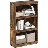 Furinno Rail Book Shelf, 3-Tier Bookshelf, Bookcase with Open Shelf, 10.1 x 24.6 x 39, for Living Room, Bedroom, Home Office, Amber Pine