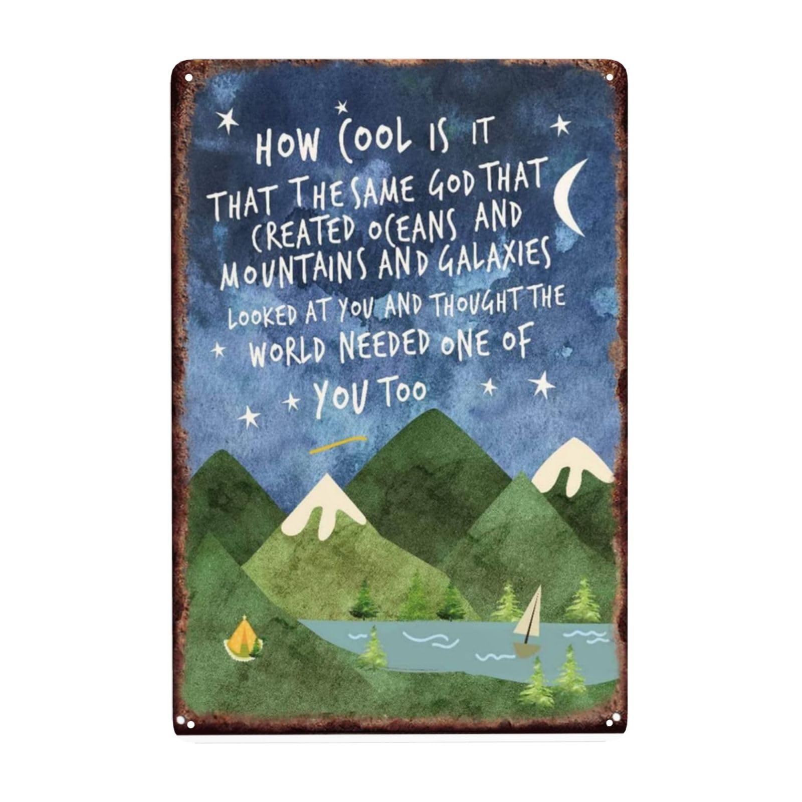 Photo 1 of ** pack*/*3**    Vextrovia Same God Creation Wall Art,Inspirational Quotes Framed Tin Sign Wall Art For Kids Teens Room Nursery Wall Decor,Encouragement Gifts For Kids Teens-Mountain 6x8inch