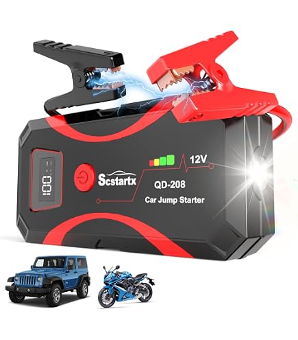 Démarreur De Batterie Portable 12V - Booster Pour Voiture, Camion, Moto, écran LCD, Compact (15,8x8,5x6,3 Cm), Urgence Routière