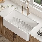 DeerValley Farmhouse Kitchen Sink 30 Inch, Fireclay White Apron Front Farm Sink, Single Bowl Deep Drop-in Undermount Reversib