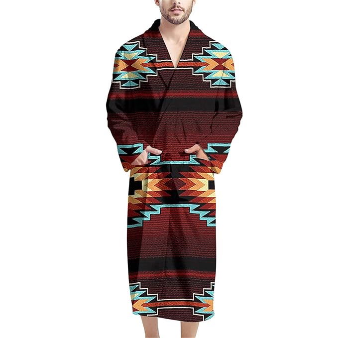 JOAIFO Southwestern Native American Navajo Red Tribal Pattern Men