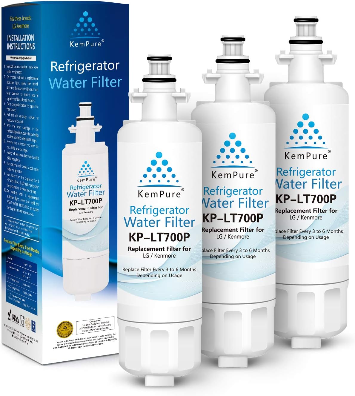 Refrigerator Parts & Accessories Fits LG LT700P Filterss 3Pack Water