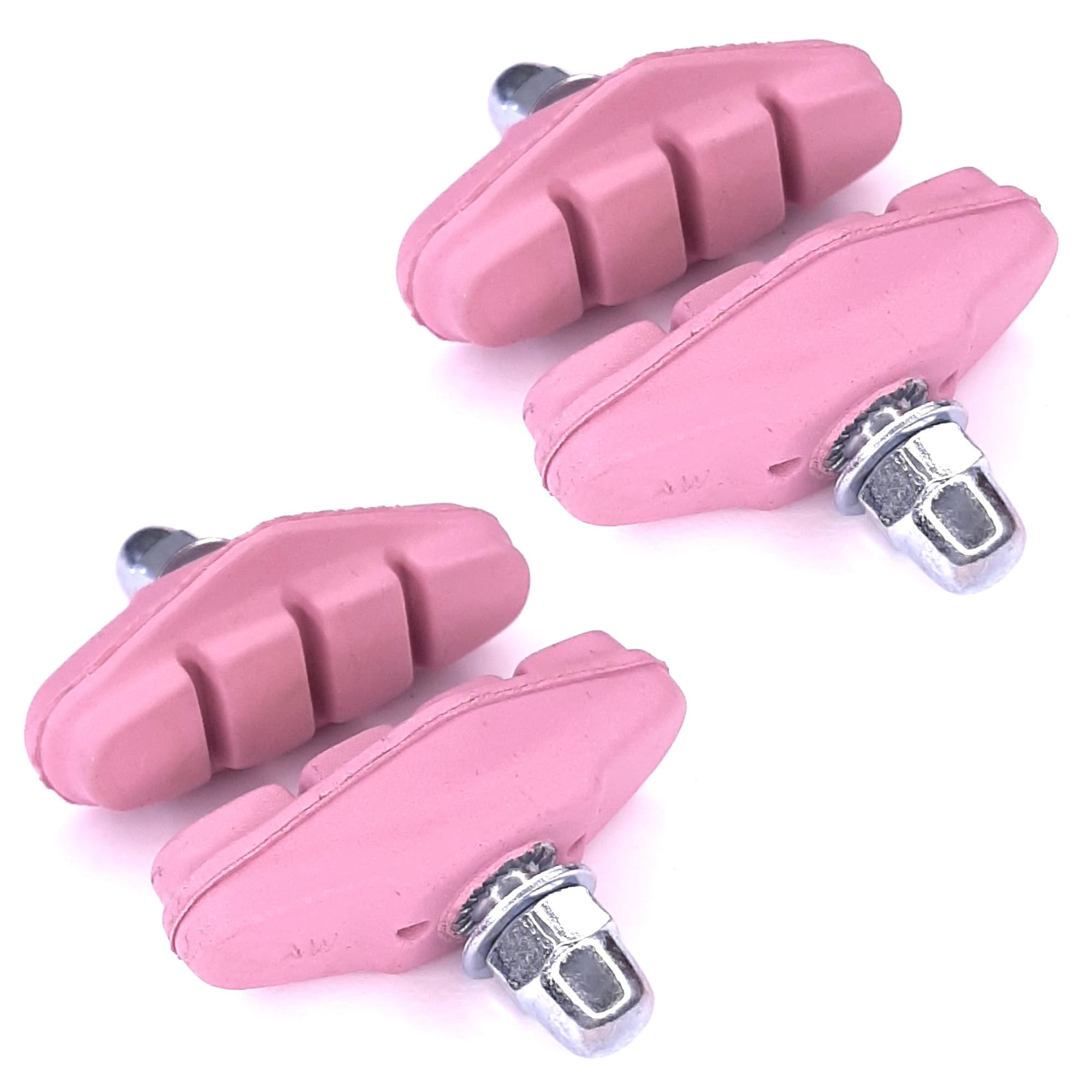 cyclingcolors 4 x Racing City Bike Brake Pads 50 mm Brake Pads with Screw Bicycle Brakes Replacement, Pink