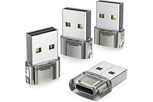 Basesailor USB to USB C Car Adapter 4Pack,Type C Female to USBA Male CarPlay Charger USBC Converter for Apple iPhone 17 16 16