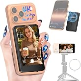 Moman Vlog Selfie Monitor Screen for iPhone 7-18 Series, 4K 60fps &amp; Encrypted Private P2P Wireless, Magnetic Back Camera Monitor, 164 ft Range for TikTok, YouTube, Vlog Photo &amp; Video Kits, Matte Black