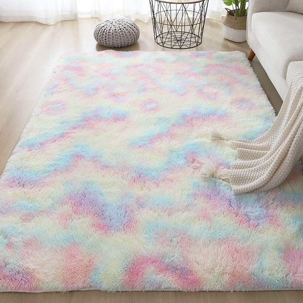 Tapis Colores Moelleux Modernes Tapis De Sol Mignons Tapis De Jeu Shaggy Pour Enfants Bebe Filles Chambre Chambre Denfant Decor A La Maison Wongfon Tapis Arc En Ciel Pour Chambre De Filles Moquettes Tapis