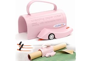 CUZNYAX Wrapping Paper Cutter with 3 Replaceable Blades, Gift Wrap Cutter Tool for Gift Wrapping, Paper Roll Cutter for Christmas Holiday Birthday