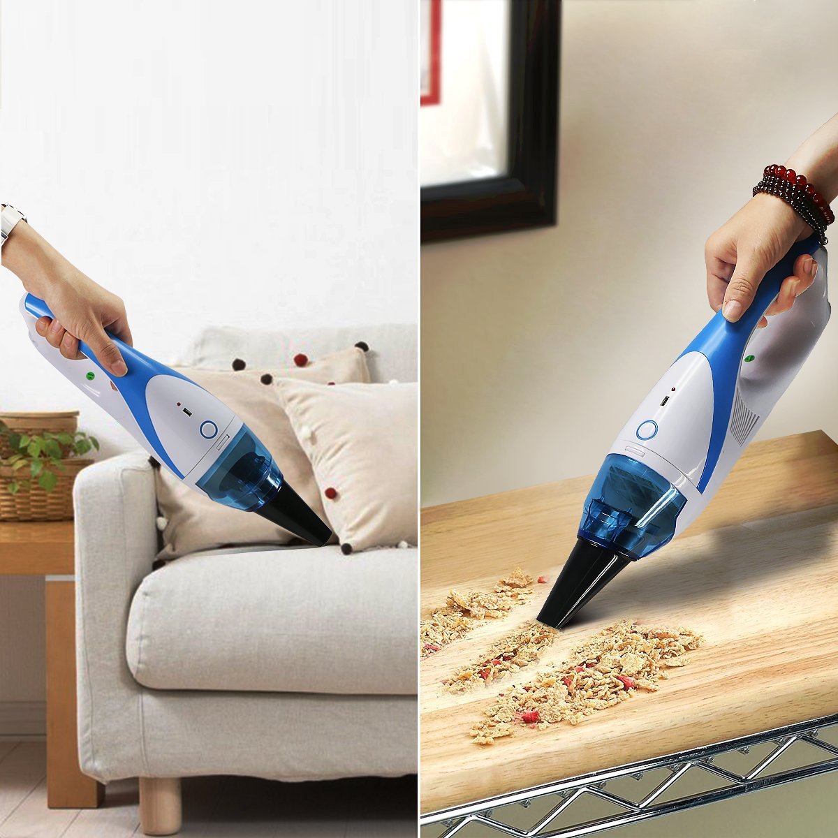 Mini Handheld Vacuum,1400PA Powerful Portable Cordless Vacuum Cleaner, Rechargeable Vacuum with 2 Nozzles for Pet Hair，Dirt，Crumbs etc