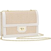 KKXIU Women Straw Crossbody Bag Summer Shoulder Bag Beach Handbag Vegan Leather Purse