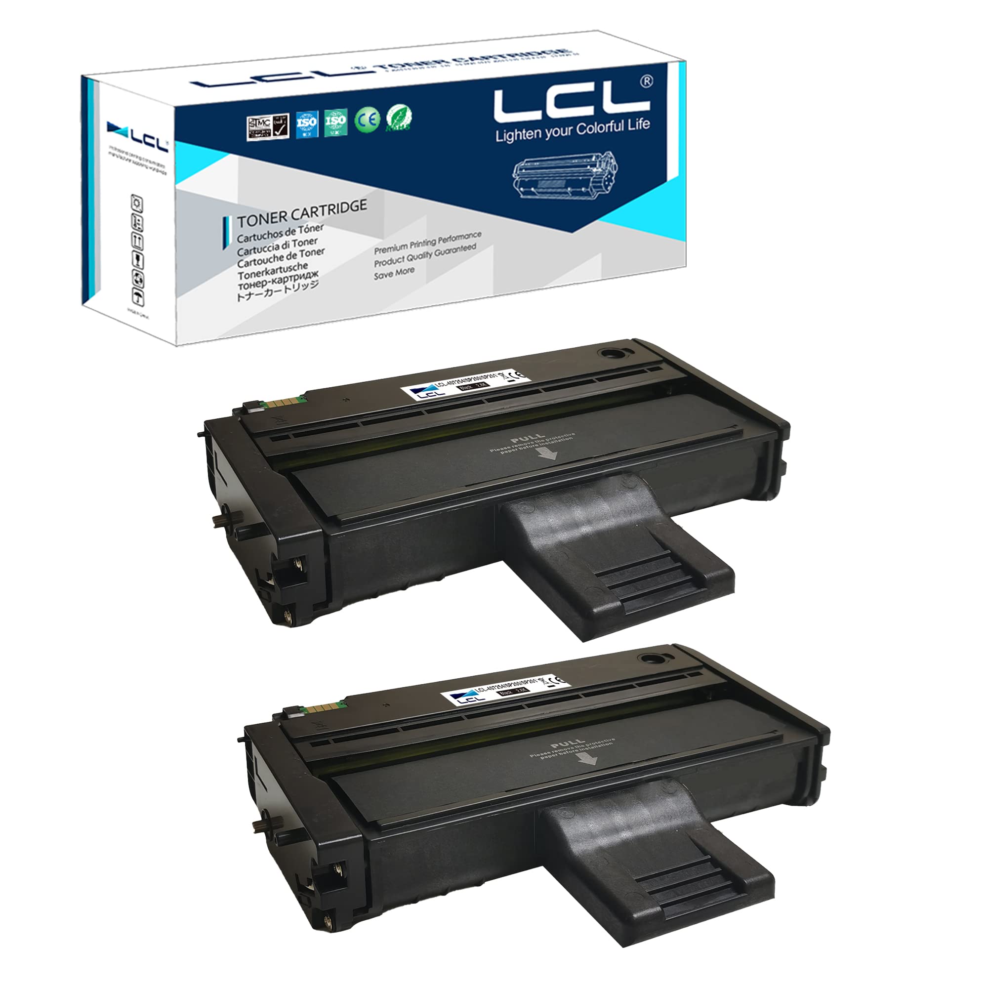 LCL Toner Cartridge 407254/5 SP200/201/204/213 2600 Pages (2 Black) Replacement for Ricoh SP 200/201N/201NW/202/203S/204SFN/204SN/211/211SF