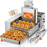 FOHERE Commercial Automatic Donut Maker Machine, 1750W 4-Row Mini Donut Fryer, 3L Hopper with Intelligent Control, 250PCS/H High Capacity, Stainless Steel for Bakeries, Cafes &amp; Dessert Shops (Silver)