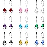 Dangle Earrings for Women Multicolor Crystal Drop Earrings Set Leverback Teardrop Earrings 925 Silver and 14K Gold Plated Hypoallergenic Fashion Cubic Zirconia Dangle Earrings Trendy Jewelry Gifts for Women