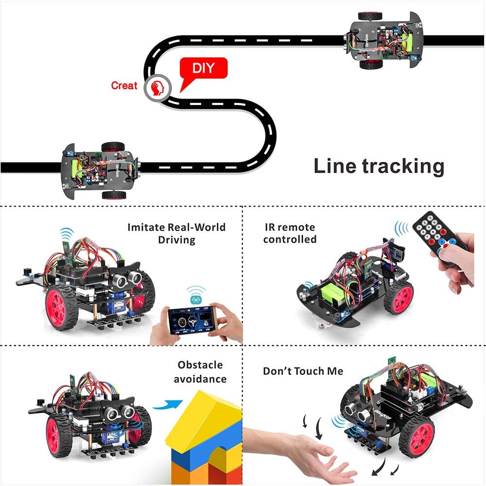 OSOYOO Model 3 Robot Car DIY Starter Kit for Arduino: Educational Motorized Robotics, Remote Control App - Image 4